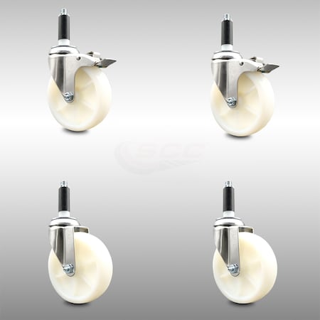 Service Caster 5 Inch 316SS Nylon Swivel 7/8 Inch Expanding Stem Caster Lock Brake SCC, 2PK SCC-SS316TTLEX20S514-NYS-2-S-2-78